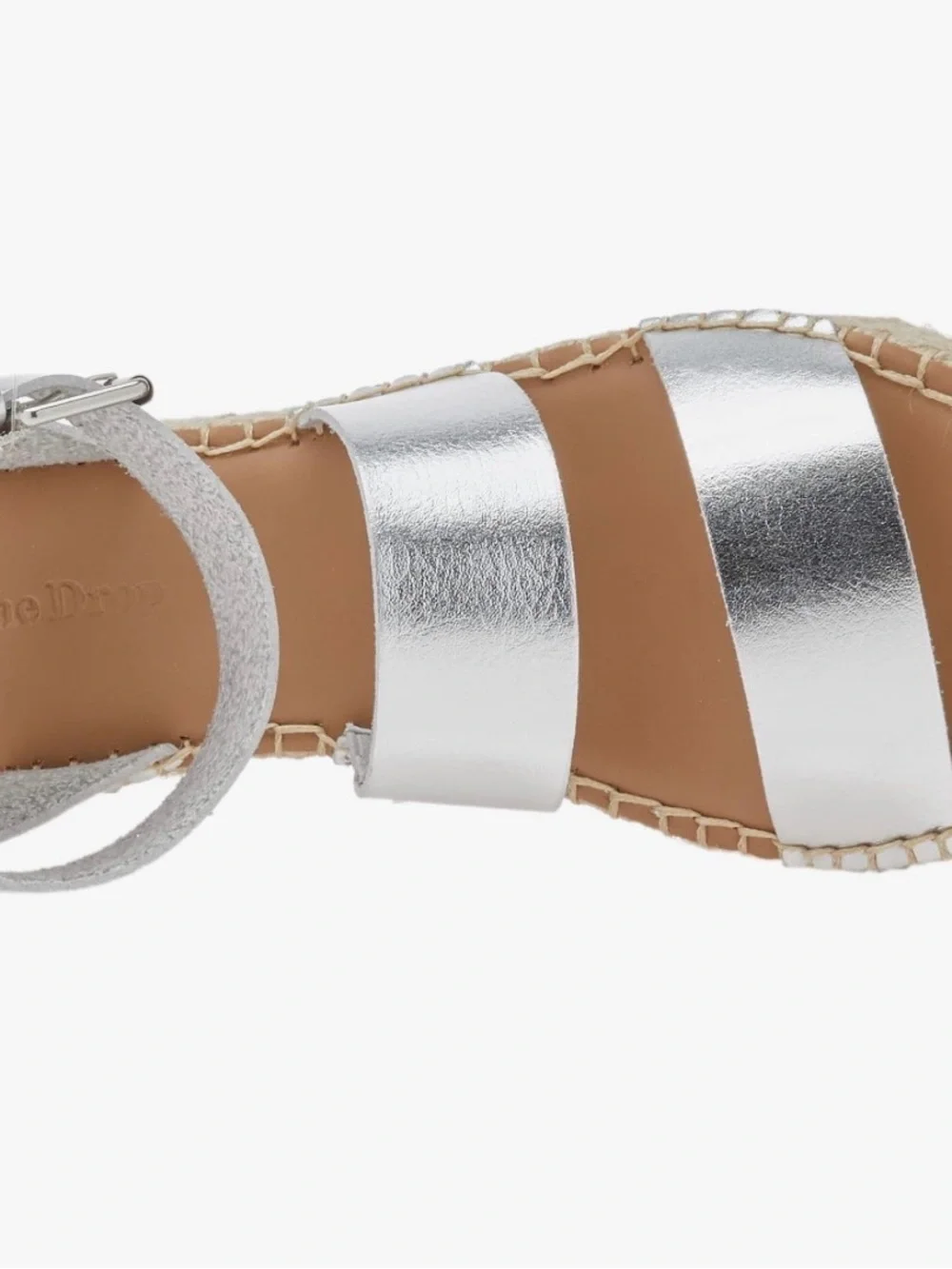 The Drop Metallic Silver Espadrille Platform Sandals for Women